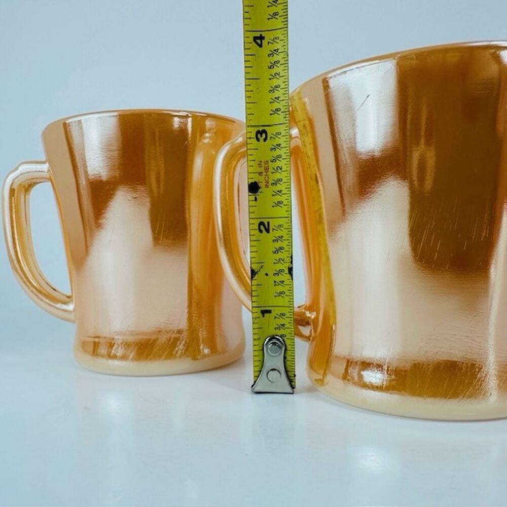 Anchor Hocking Fire King 2 Peach/Orange Lustre Mug/Cup D Handle Iridescent VTG - Picture 9 of 16